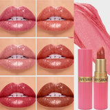 6pcs Diamond Pink Lipstick Set Chocolate Brown Metallic Glitter Long Lasting Shimmer Pearl Sparkling Lip Gloss Makeup