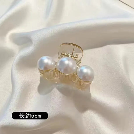 Simulated Pearl Hair Claws for Women Korean Acrylic Hair Clips Girls Large Size Barrette Shark Clip Fashion Hair Accessories