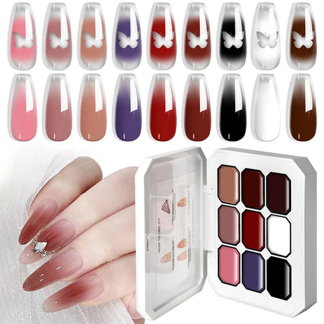 LIMEGIRL 9 Color Gradient Painting Gel Nail Art Design DIY Solid Gel Nail Polish Quickly Carved Petal Nail Painting Gel