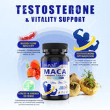 120 Caps MACA Ashwagandha Ginseng Natural Morning Stamina & Boost Flow Enhancer Immune Support | Kosher/Halal Certified