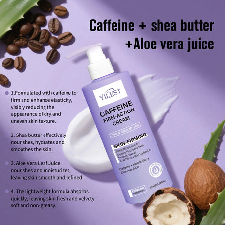 YILEST Caffeine Firm Action Cream 100ml Skin Firming Moisturizing Body Cream with Shea Butter Aloe Vera for Soft Smooth SkinCare