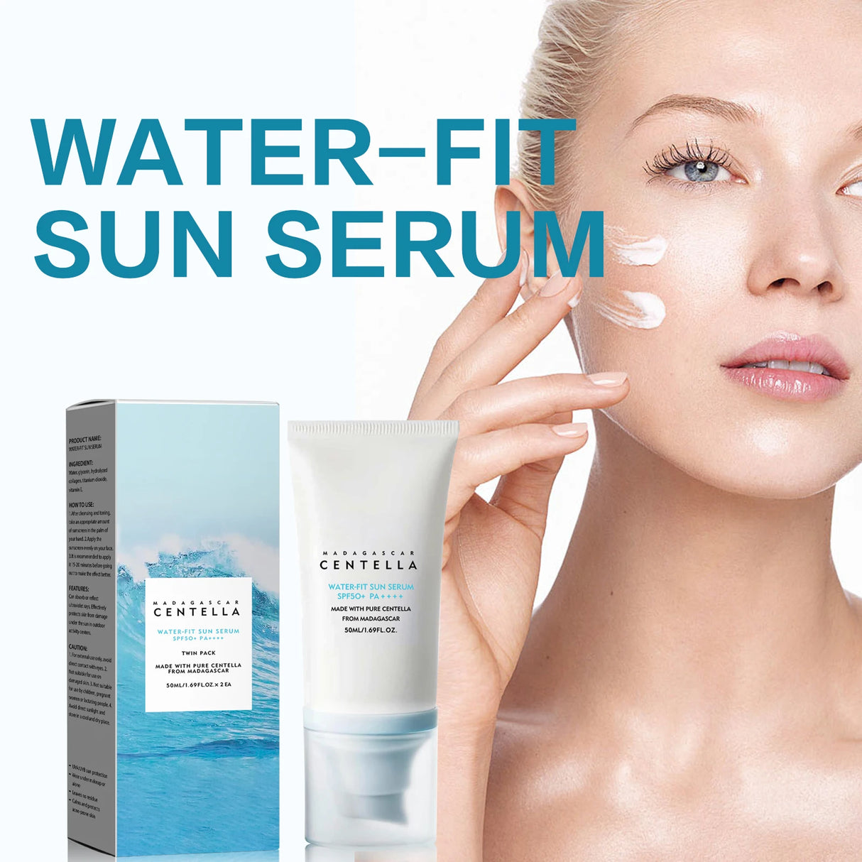 Facial Sunscreen 50+Solar Sunscreen Moisturizing and Moisturizing to Resist UV Radiation and Delay Photoaging