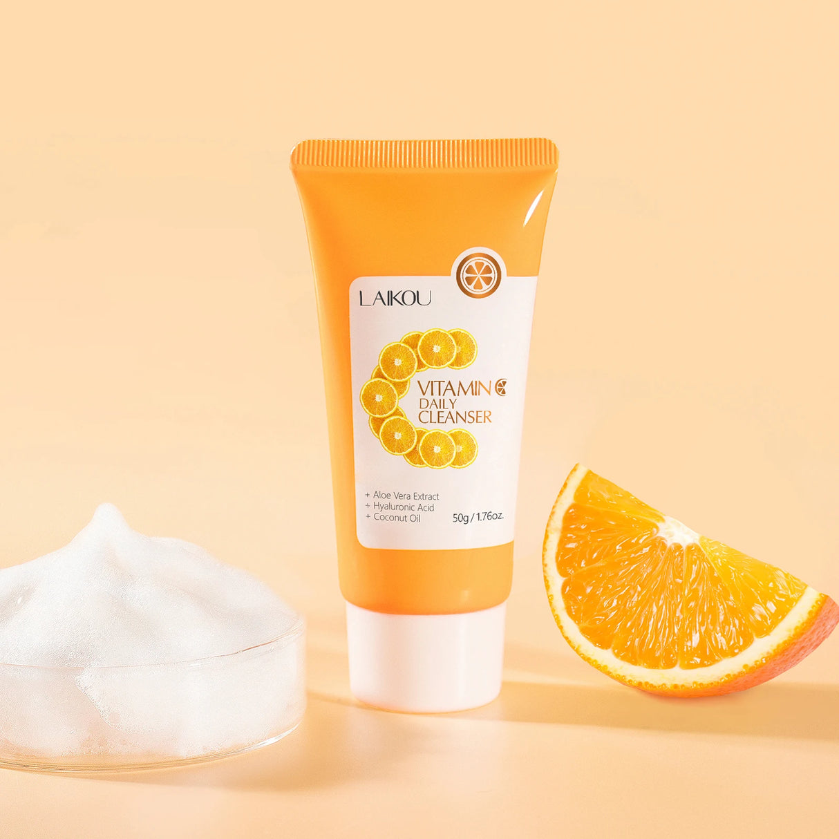 LAIKOU Vitamin C Daily Cleanser Brightening Face Wash Deep Cleansing Moisturizing Skin Tone Even Treatment