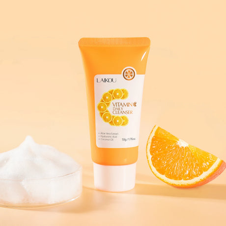 LAIKOU Vitamin C Daily Cleanser Brightening Face Wash Deep Cleansing Moisturizing Skin Tone Even Treatment