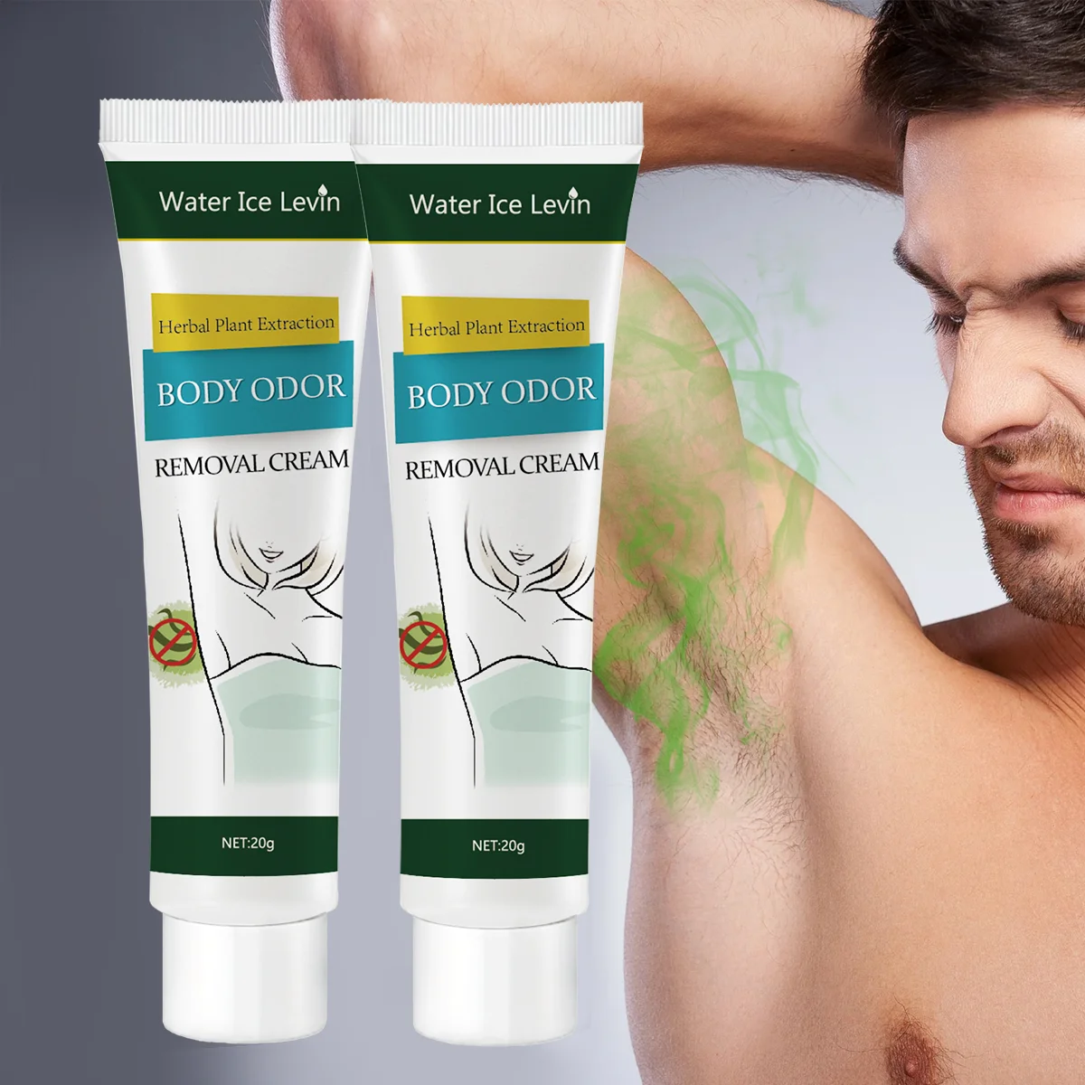 Herbal Essence Deodorant Cream - Anti-Allergic, Long-Lasting Freshness, Moisturizing, Suitable for Armpits and Whole Body, All Skin Color Skin, Portable, Unisex
