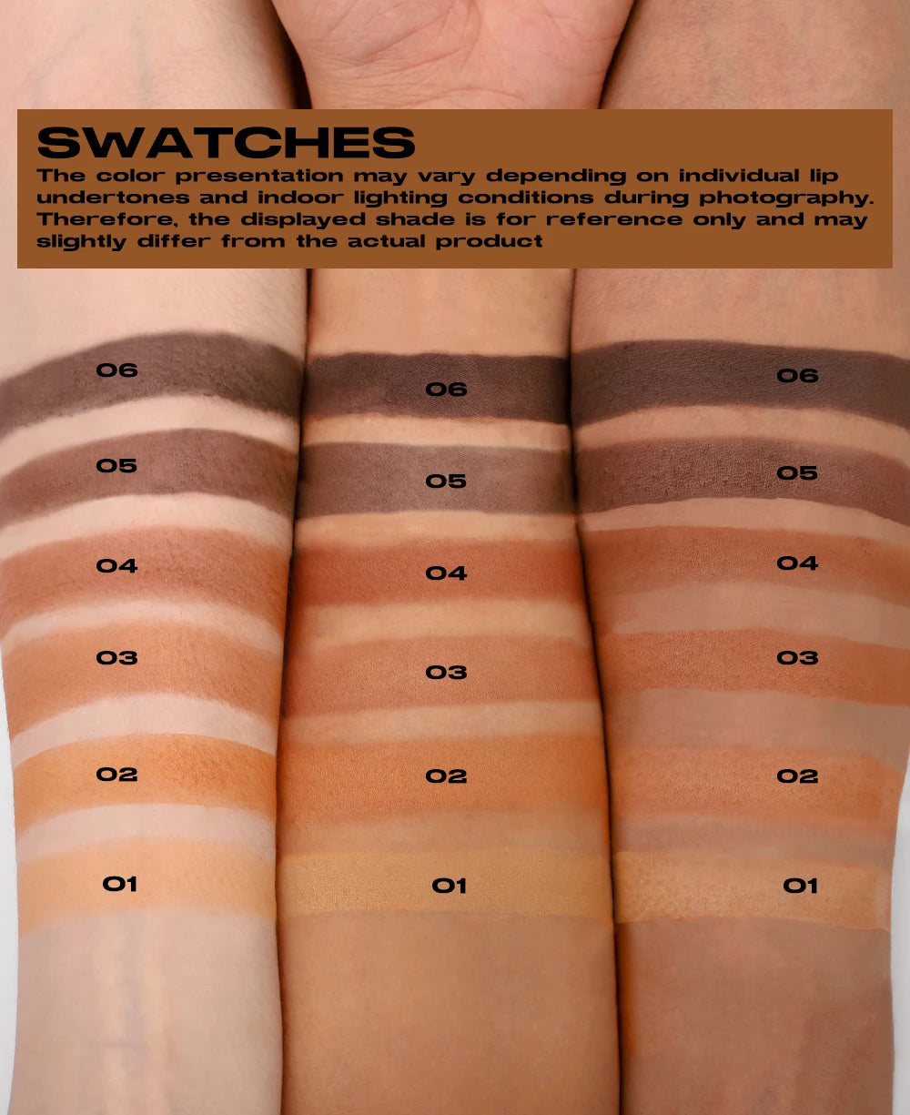 Professional matte contour powder tray creates a 3D facial contour, with long-lasting bronzing powder for setting makeup