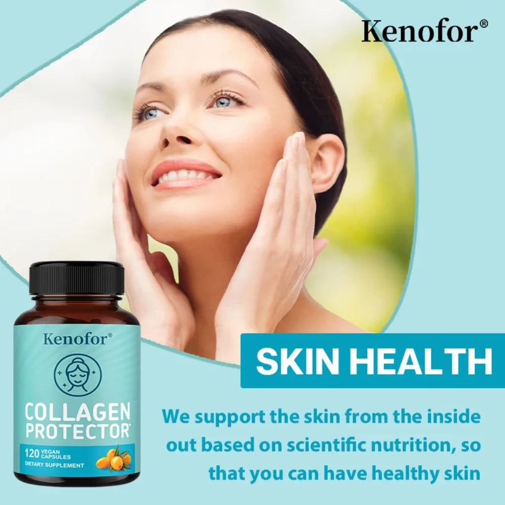 Vegan Collagen Capsules, with 500mg Sea Buckthorn, Promote Healthy Skin Hair Nails and Digestive System