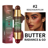 Butter Glow & Go Multiuse Stick Double-Headed Bronzer Blush Stick for Cheeks Contours Light Glossy Bronze&Pink Blusher Cosmetics