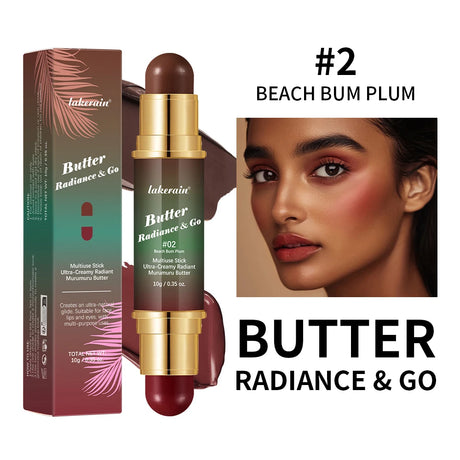 Butter Glow & Go Multiuse Stick Double-Headed Bronzer Blush Stick for Cheeks Contours Light Glossy Bronze&Pink Blusher Cosmetics