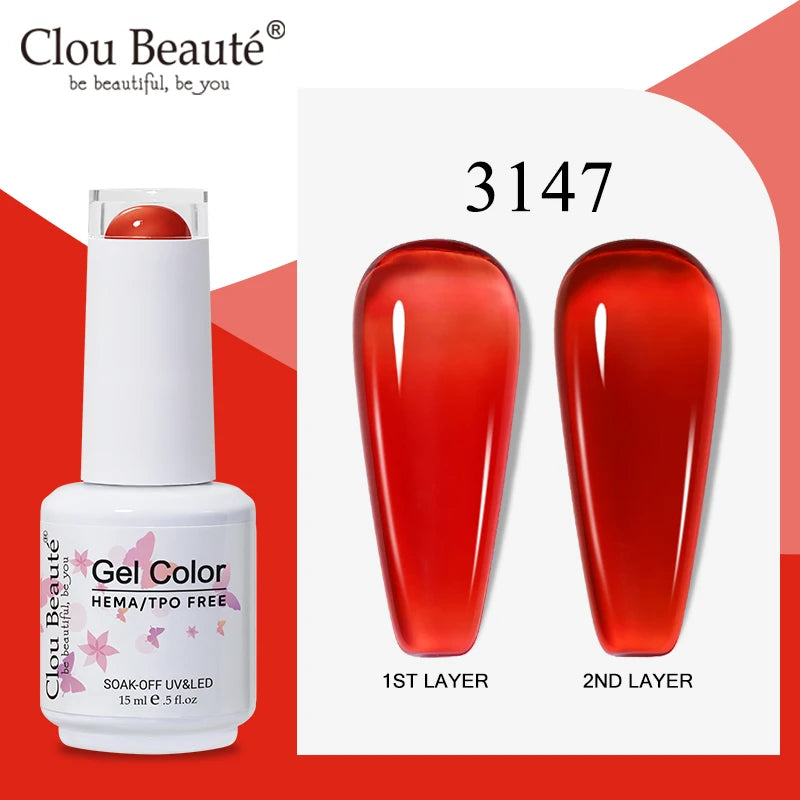 Clou Beaute Translucent Jelly Nude Pink Nail Gel Polish 15ml Vernis Semi Permanent Gel Colorful Varnish Nail Art Manicure Gel