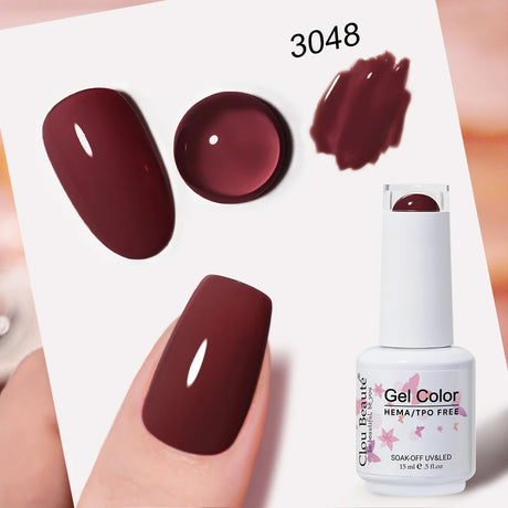 Clou Beaute Grey Color Nail Gel Polish Full Coverage Nail Polish Dark Red Gel Lacquer Varnish Vernis Semi Permanent Nail Art