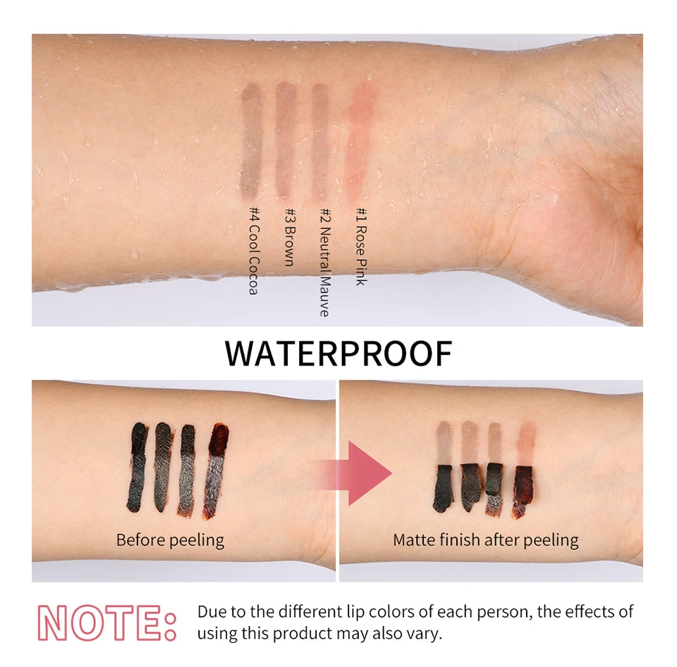Lip Liner With Peel Off Lip Stain Tattoo Long Lasting Waterproof Transfer Proof Smudge Proof Matte Finish Lip Cosmetic Pencil