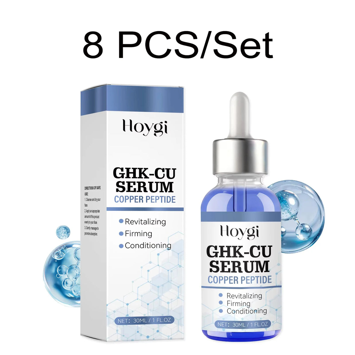 30ml Copper Peptide Serum GHK-Cu Face Firming Lifting Fade Fine Lines Shrink Pores Barrier Repair Hyaluronic Acid Moisturizer