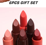 6PCS Velvet Matte Lipstick Set Highly Pigmented Long Lasting Non Drying Silky Smooth Lip Makeup Gift Box For Women