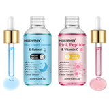 HISENRAIN Premium Pink & Blue Copper Peptide Serum - Anti-Aging, Skin Repair & Hydrating Facial Essence for Youthful Glow.