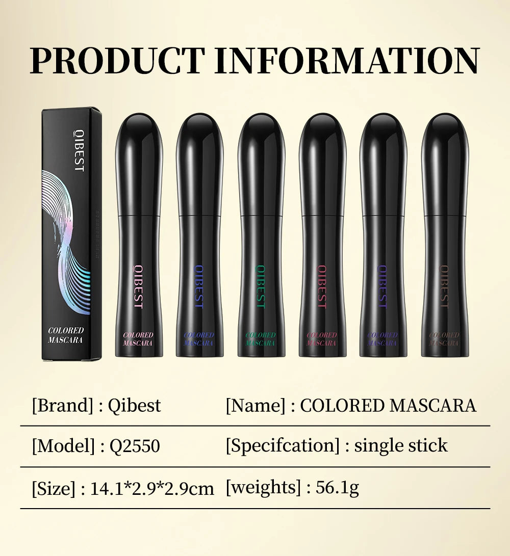 QIBEST 4D Silk Fiber Eyelash Mascara Waterproof Colorful Mascara For Eyelash Extension Thick Lift Lengthening Lasting Makeup