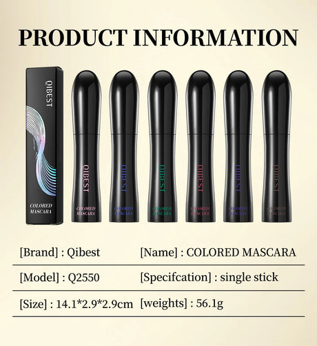 QIBEST 4D Silk Fiber Eyelash Mascara Waterproof Colorful Mascara For Eyelash Extension Thick Lift Lengthening Lasting Makeup