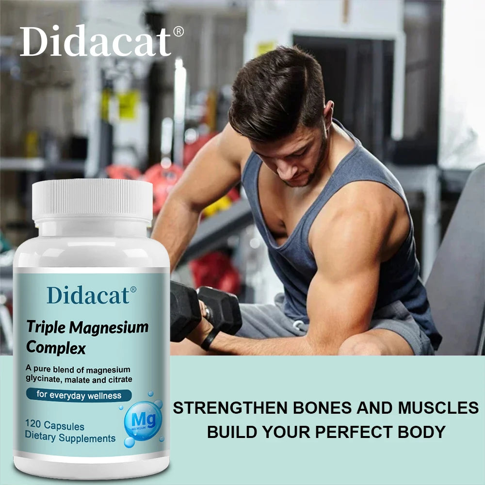 Triple Magnesium Complex Capsules, Supports Bone Strength, Muscle Relaxation, Cardiovascular Wellness and Night Sleep Quality