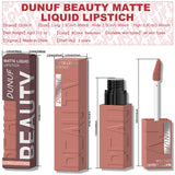 DUNUF Matte Velvet Lip Gloss, 3D Plumping & Waterproof, Square Tube Lipstick, Easy Application, 8 Shades (All-in-One)