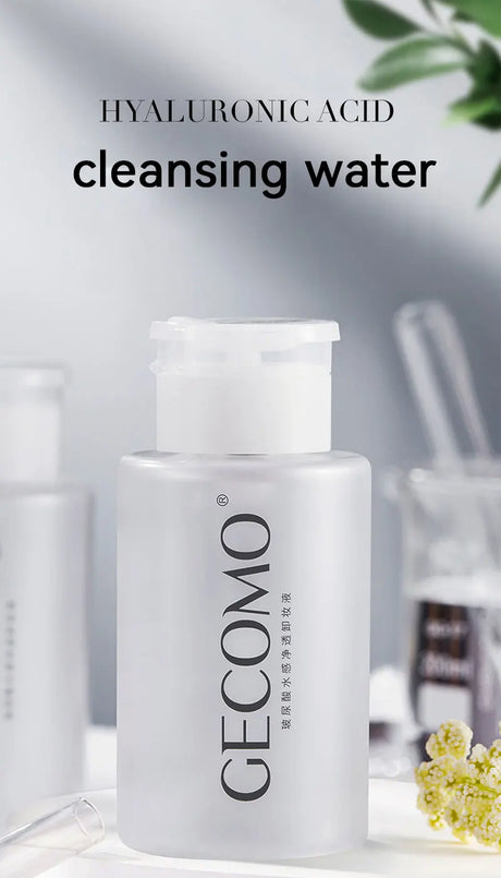 GECOMO Hyaluronic acid makeup remover-3-in-1 Eye, Lip, and Face Cleanser，Gentle, Suitable for Sensitive Skin, Pump Bottle