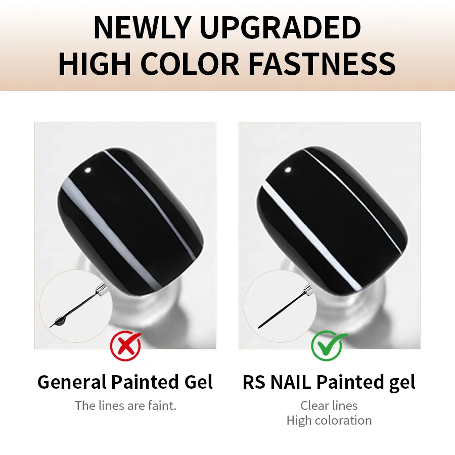 RS NAIL 5g Painting Gel Nail Polish Black White Nail Painting Art Gel Line Flower Drawing Gel Semi-solid UV LED Soak Off Varnish