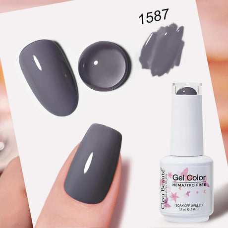 Clou Beaute Grey Color Nail Gel Polish Full Coverage Nail Polish Dark Red Gel Lacquer Varnish Vernis Semi Permanent Nail Art