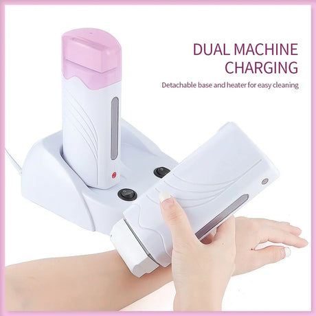40W Dual Rolling Wax Heater Double Epilator Depilatory Waxing Machine Cartridge Roll On Wax Heater Hair Removal for Body