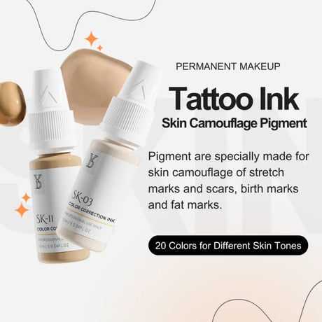 YD Professional 10ML Camouflage Pigment Semi Permanent Makeup Tattoo Ink for Scar Cover Stretch Marks Vitiligo Restore Skin Tone
