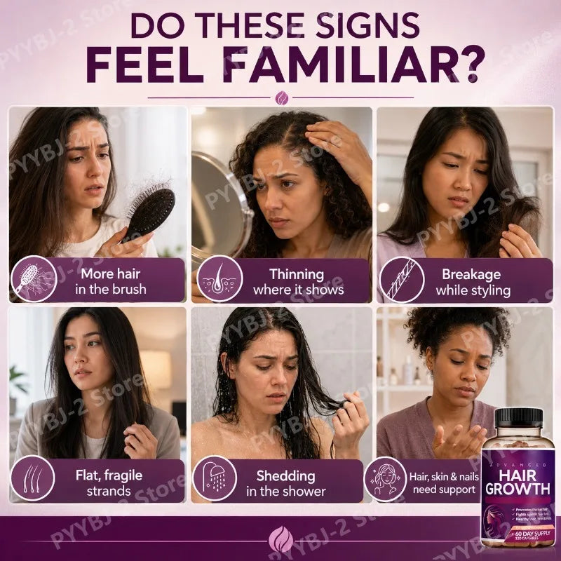 Daily Hair Supplement for Women Contain Biotin Collagen & Zinc Capsules Hair Skin and Nail Nutrition Support 60-Day Supply