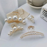 Simulated Pearl Hair Claws for Women Korean Acrylic Hair Clips Girls Large Size Barrette Shark Clip Fashion Hair Accessories