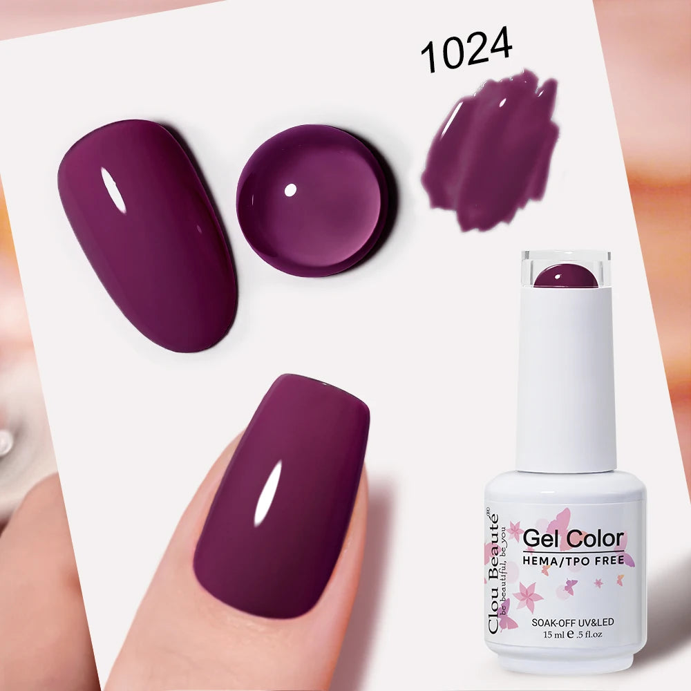 Clou Beaute Grey Color Nail Gel Polish Full Coverage Nail Polish Dark Red Gel Lacquer Varnish Vernis Semi Permanent Nail Art