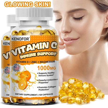 Vitamin C Capsules, Antioxidant, Support Immune System, Cellular Energy Production, Skin Brightening & Collagen Synthesis