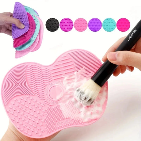 1pcs Silicone Apple-Shaped Makeup Brush Cleaner Pad With Suction Cup For Effective Cosmetic Tool makeup brush cleaning agent pad