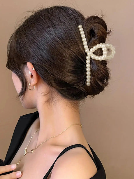 1Pcs French Large Pearl Hair Claw Clips,Fashion Jaw Clips Hair Barrettes Hair Accessories for Women Girls
