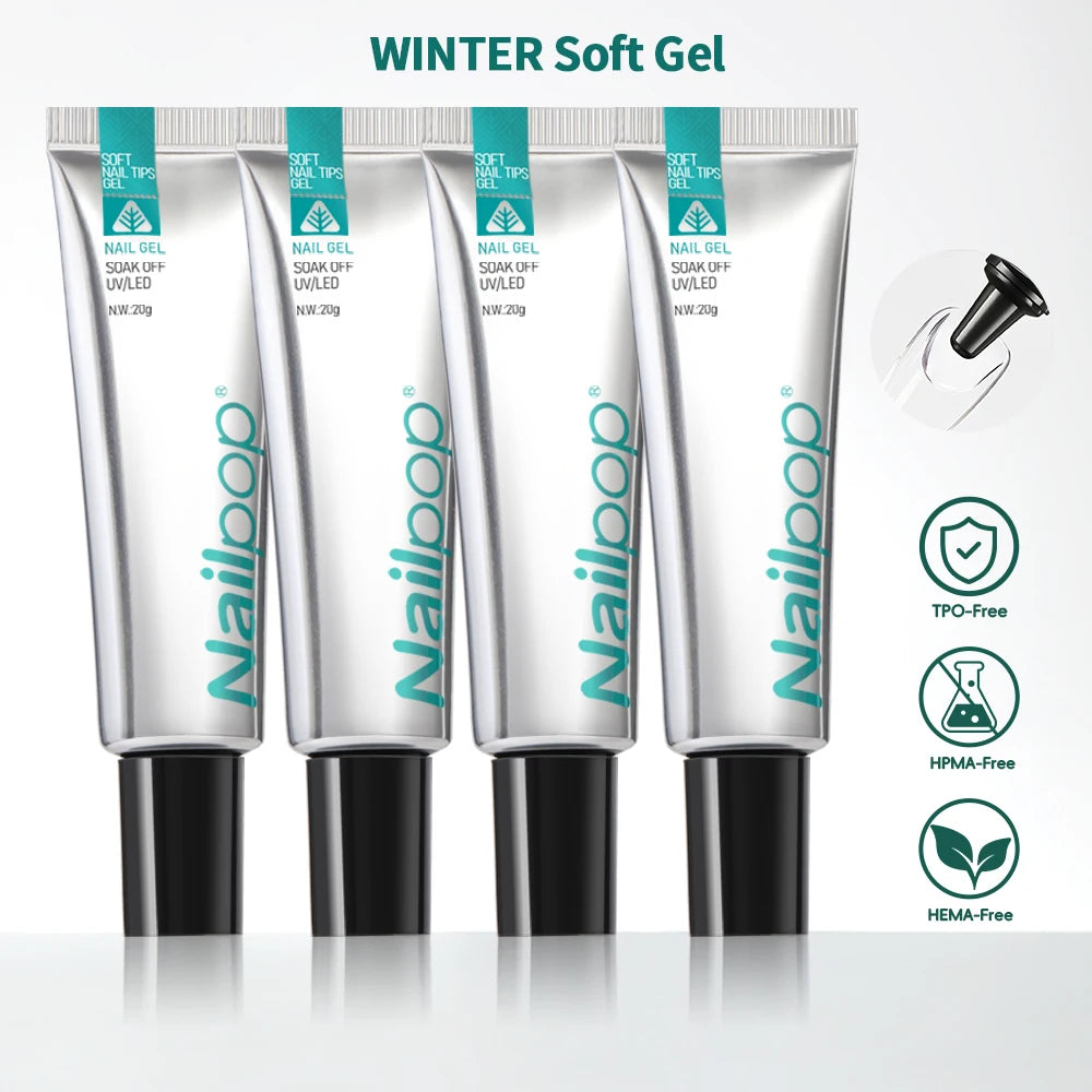Nailpop Pro Soft Nail Tips Gel Glue 20g Adhesive Fake Nails Long Lasting Soak Off UV Gel Nail Polish Manicure Products for Nails