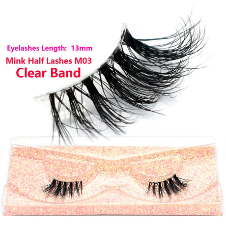 Half Lashes Mink Eyelashes Fluffy Soft False Eyelashes Wispy Cross Mink Eye Lashes Natural Short Mink Eyelash Extension Makeup