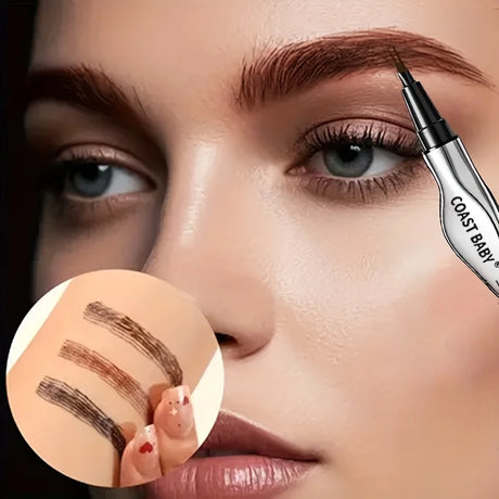 Natural Hair-Like Strokes Eyebrow Pen COAST BABY 2 Forks Tip Waterproof Long Lasting Smudge Proof Brow Pen
