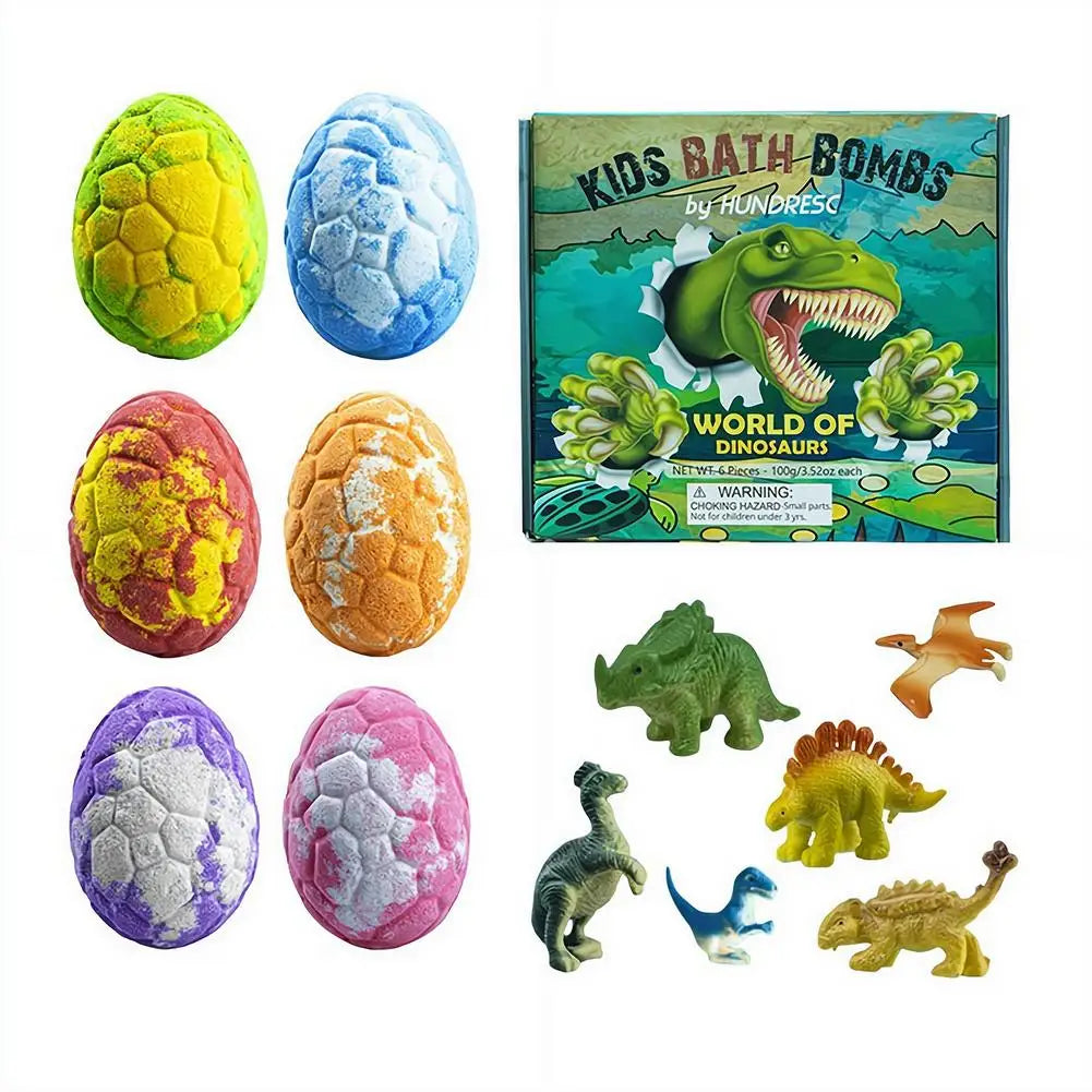 6PCS/SET Dinosaur Egg Adventure Bath Bomb Within Random Dinosaur Toy Moisturize, Stress Relief Cleasing Bathing Ball