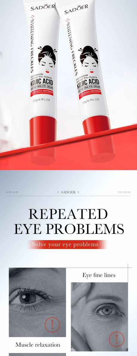 SADOER Kojic Acid Skin Care Sets Moisturizing Freckle Removing Face Cream Anti Dark Circles Eye Cream Travel Size Skin Care