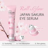 LAIKOU Sakura Roller Eye Serum 15ml Moisturizing Eye Care Reduce Dark Circles Puffiness Fine Lines Anti Aging Brightening Eye