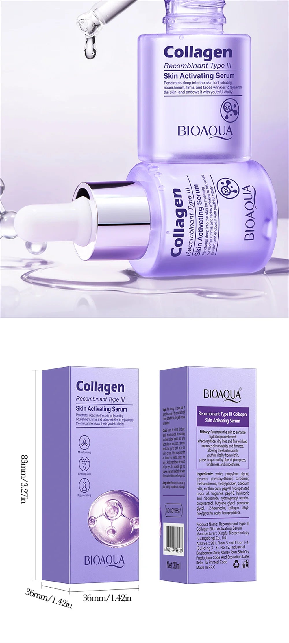 Instant Wrinkle Remover Face Serum Lifting Firming Fade Fine Lines Anti-aging Essence Whitening Brighten Nourish Skin Care