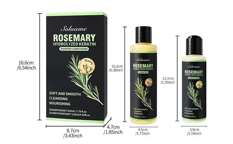 Rosemary Hydrolyzed Keratin Shampoo and Conditioner Set for Damaged Hair, Nourishing Hair Care for Soft, Smooth, Strong Hair