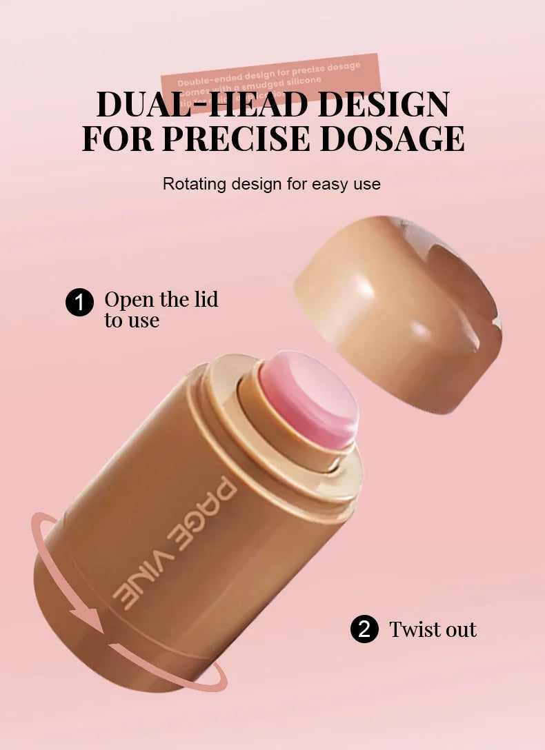 Pocket Matte Blush Stick Long Lasting Non-Sticky Lip & Cheek Tint Natural Nude Brightening Contour Rouge