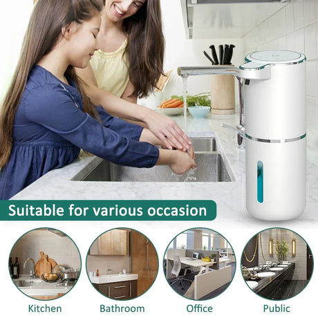 380ML Automatic Foam Soap P11 Dispenser Bathroom Smart Washing Hand Machine With USB Charging White ABS Material