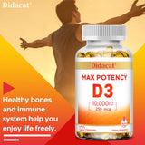 Vitamin D3 10,000 IU (250 mcg), Supports Immune Health, Calcium Absorption Muscle Function & Bone Strength, Dietary Supplement