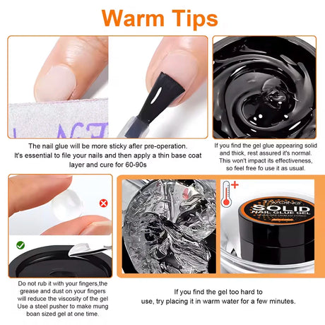TWOING 8g Clear Solid Nail Tips Gel Long Lasting Strong Adhesion UV/LED Building Gel for Nails Home Salon Manicure DIY Design