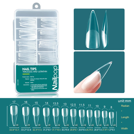 Nailpop 120pcs/box Gel X Nail Tips Medium Short Shape Almond/Square/Soft Gel Nail Tips False Nails Soak Off Easy Nail Extensions