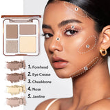 The four-color highlighter contour palette is matte and long-lasting, brightening three-dimensional contours
