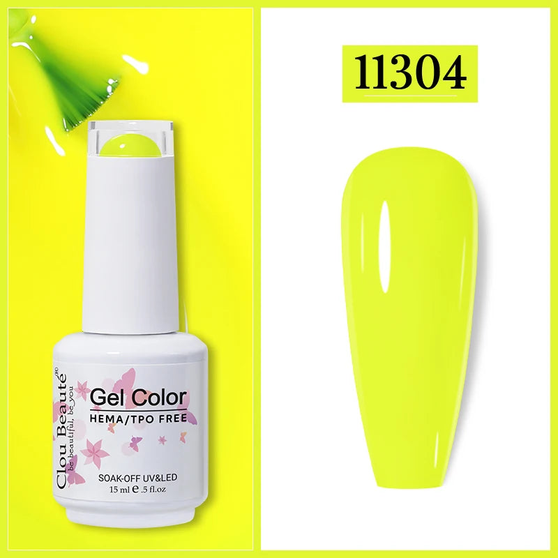 Clou Beaute Gel Nail Polish Neon Brown Royal Blue Red Green Pastal Nude Nail Art Varnishes Gel Lacquer HEMA/TPO FREE UV Gel Nail