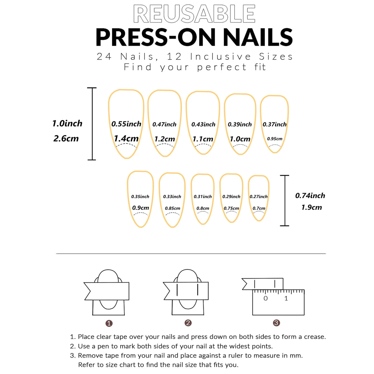 24pcs Upgrade Your Look With White Gradient Almond False Nails 1pc Nail File & 1Nail Glue Sticker Kit Nails